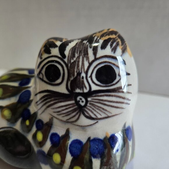 Handpainted Ceramic Folk Art Cat - Picture 5 of 7
